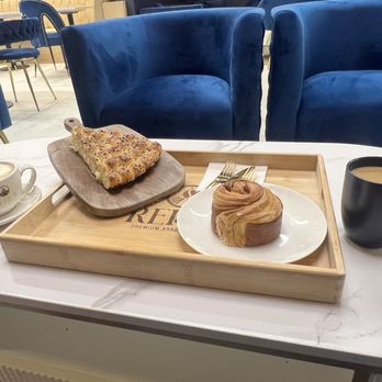 Rehla Coffee House - Pistachio latte. Honeycomb bread. Cinnamon roll croissant. Mofawar. - Coffee & Tea Near Me - Royal Oak, Michigan