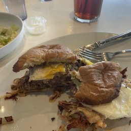 Corned beef hash burger. Corned beef hash burger.