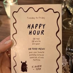Happy hour menu