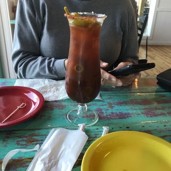 Shaggy's on the Rez - Cajun Bloody Mary (there was a shrimp and pickled green beans) - American Near Me - Brandon, Mississippi Shaggy's on the Rez - Cajun Bloody Mary (there was a shrimp and pickled green beans) - American Near Me - Brandon, Mississippi