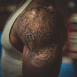 Freedom Ink Tattoo - Chris did this tiger/lion combo.  This is the Lion side.