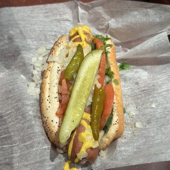 Chicago Style Hot Dogs - a hot dog with pickles and onions - Hot Dogs Near Me - Chicago, Illinois Chicago Style Hot Dogs - a hot dog with pickles and onions - Hot Dogs Near Me - Chicago, Illinois