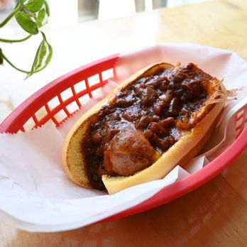 Meats & Foods - Half smoke with vegetarian chili - Sandwiches Near Me - Washington, DC, District of Columbia Meats & Foods - Half smoke with vegetarian chili - Sandwiches Near Me - Washington, DC, District of Columbia