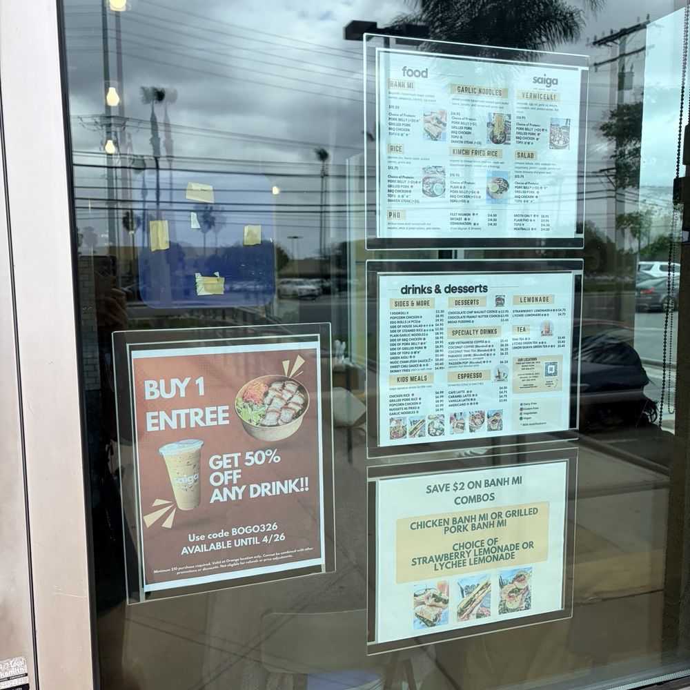 Saiga Vietnamese Eatery - Outside menu - Vietnamese Near Me - Orange, California Saiga Vietnamese Eatery - Outside menu - Vietnamese Near Me - Orange, California