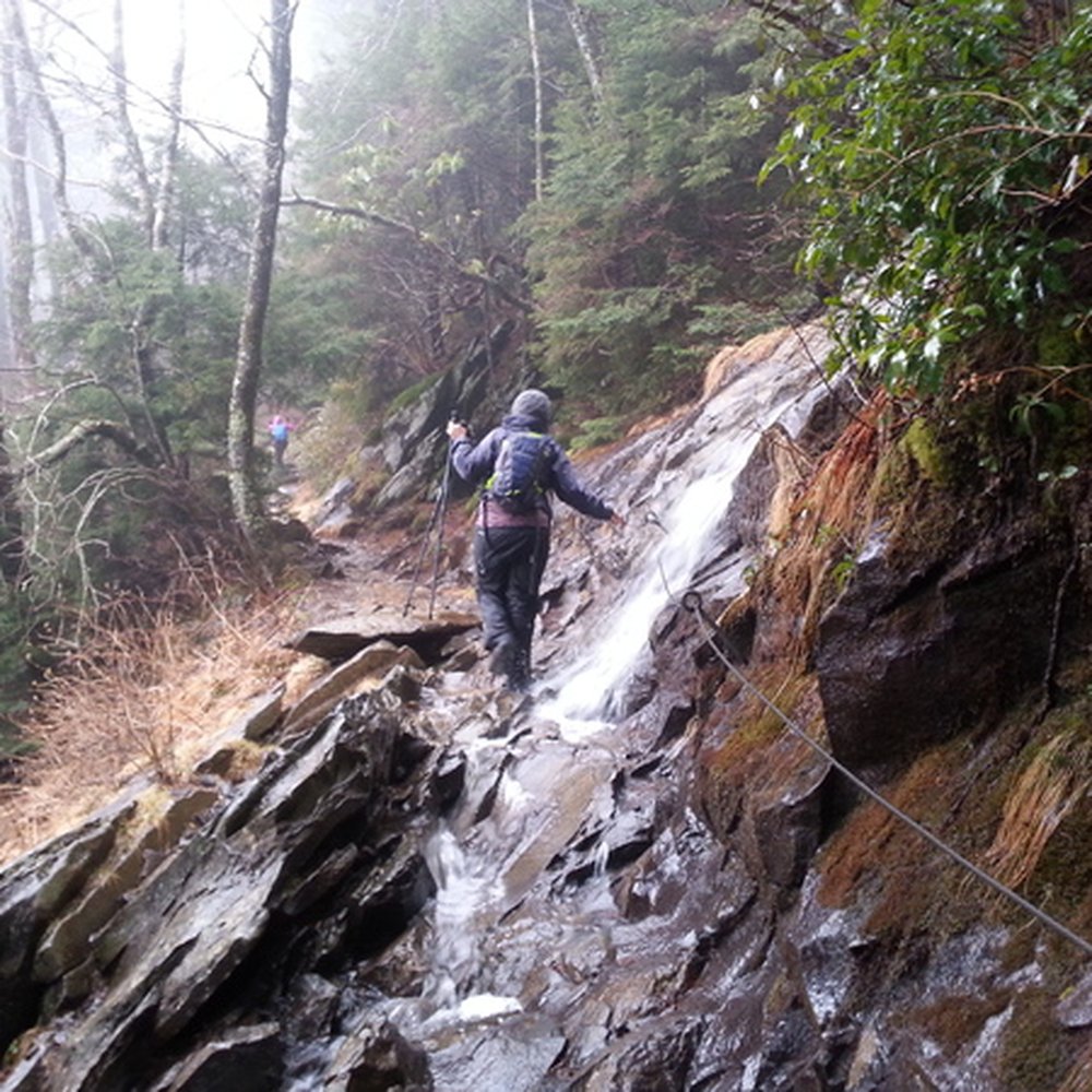 Mount LeConte - Safety cable on the right. - Hiking Near Me