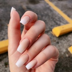 Sonny Nails - Nude ombré nails with soft coffin nails shape