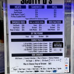 Scotty D's BBQ - The menu May 14, 2026