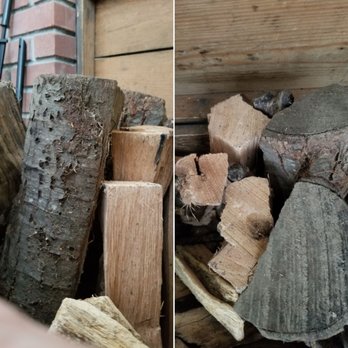 Verrier Tree Service - Kiln dried wood received Autumn 2020 compared to the firewood that has seasoned in my yard for over 5 yrs. - Tree Services Near Me - West Greenwich, Rhode Island