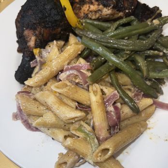 West Lakes Food - Jerk chicken entree with rasta pasta and green beans - Soul Food Near Me - Orlando, Florida