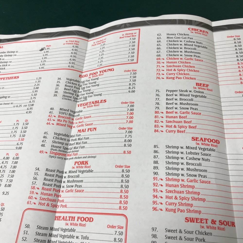 They have a big menu with lots of food choices. They have a big menu with lots of food choices.