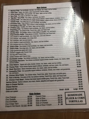 Menu photo 5 Sylvia's Mexican Restaurant Stockdale, TX