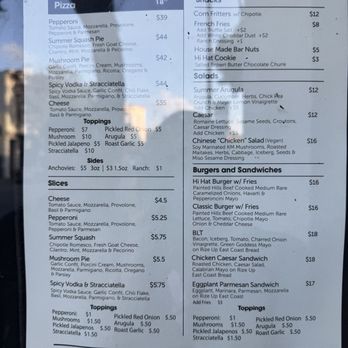 Hi Hat - food menu - Beer Bar Near Me - San Francisco, California