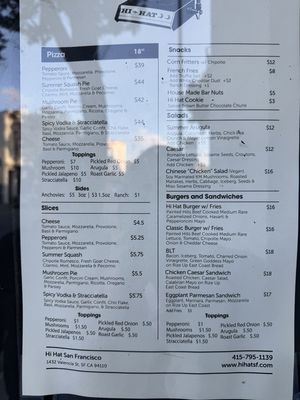 Menu photo 5 Hi Hat San Francisco, CA