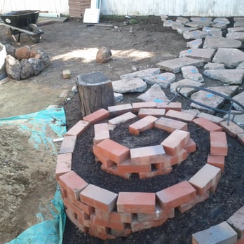 Home Grown Gardens - a circular brick fire pit - Gardeners Near Me - Berkeley, California Home Grown Gardens - a circular brick fire pit - Gardeners Near Me - Berkeley, California