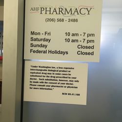 AHF Pharmacy - HIV Specialty pharmacy hours