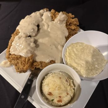 The Brazos Landing - Country fried steak with parmesan risotto and Gouda grits - Seafood Near Me - Waco, Texas The Brazos Landing - Country fried steak with parmesan risotto and Gouda grits - Seafood Near Me - Waco, Texas