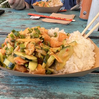 Poke-Poke - Big Sambal Salmon w White Rice, Extra Veggies, & Chili Oil - Seafood Near Me - Austin, Texas