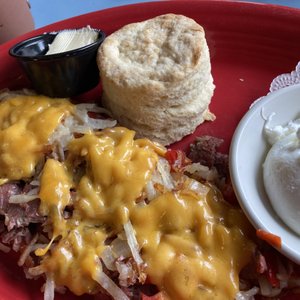 Photo of The Madison Diner - Bainbridge Island, WA, United States. Corned Beef Hash and Poached Eggs