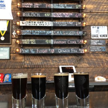 Hudson Brewing Company - Three stouts and a brown! $10 flight of four. - Breweries Near Me - Hudson, New York Hudson Brewing Company - Three stouts and a brown! $10 flight of four. - Breweries Near Me - Hudson, New York