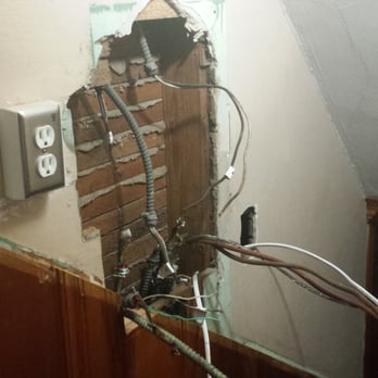 Jeff Electric - Sub-panel removed. The new panel was a bit bigger so some wall modification was required. - Electricians Near Me - Smyrna, Georgia