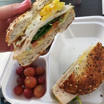 Crave Coffee Bar - Breakfast Sandwich Bagel (turkey, egg, avocado, tomatoes, spinach).So delicious and fulfilling. Comes with grapes and peanuts. - Coffee & Tea Near Me - Tucson, Arizona Crave Coffee Bar - Breakfast Sandwich Bagel (turkey, egg, avocado, tomatoes, spinach).So delicious and fulfilling. Comes with grapes and peanuts. - Coffee & Tea Near Me - Tucson, Arizona