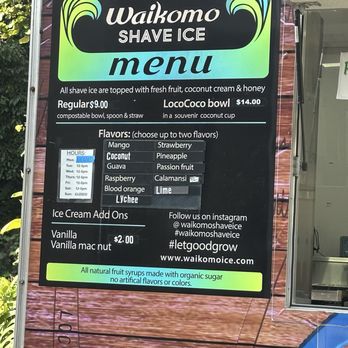 Waikomo Shave Ice - Menu November 2025. - Shaved Ice Near Me - Kalaheo, Hawaii Waikomo Shave Ice - Menu November 2025. - Shaved Ice Near Me - Kalaheo, Hawaii
