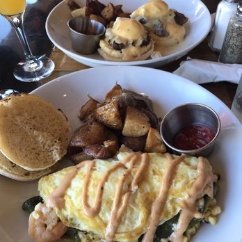 Farmer's Table - Short rib benedict on english muffin and the chile relleno omelette with egg whites - New American Near Me - La Mesa, California Farmer's Table - Short rib benedict on english muffin and the chile relleno omelette with egg whites - New American Near Me - La Mesa, California