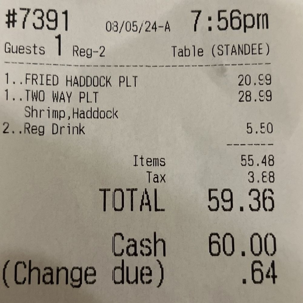 Kream N Kone - Receipt - Seafood Near Me - West Dennis, Massachusetts Kream N Kone - Receipt - Seafood Near Me - West Dennis, Massachusetts
