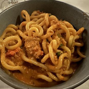 Orto - Gramigna pasta with pork sausage, tomato, and cream. Absolutely delicious! - Italian Near Me - Miller Place, New York