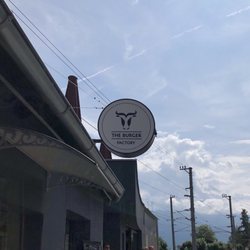 The Burger Factory - Sign on the outside of the building.
