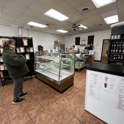 Callands Coffee - Interior area. Donut case.