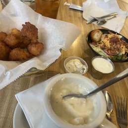 Clam Chowder and hush puppies Clam Chowder and hush puppies