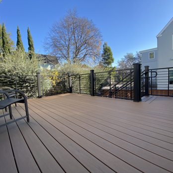 Craftsman Decks - Trex Transcend decking in Jasper and Trex Signature Rod railing - Fences & Gates Near Me - Berkeley, California Craftsman Decks - Trex Transcend decking in Jasper and Trex Signature Rod railing - Fences & Gates Near Me - Berkeley, California
