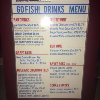 Go Fish! - Drink menu - Seafood Near Me - Rehoboth Beach, Delaware