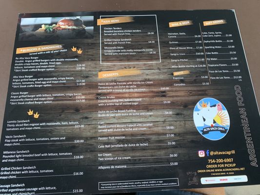 Menu photo 4 Alta Vaca Grill Argentinean Steakhouse Davie, FL