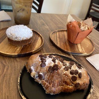 Caffe Capriccio - Chocolate Chip Croissant with Hazelnut; Coffee Cake; Seasonal Muffin and Iced Latte - Coffee & Tea Near Me - San Francisco, California Caffe Capriccio - Chocolate Chip Croissant with Hazelnut; Coffee Cake; Seasonal Muffin and Iced Latte - Coffee & Tea Near Me - San Francisco, California
