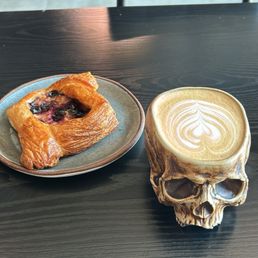 Blueberry danish and latte