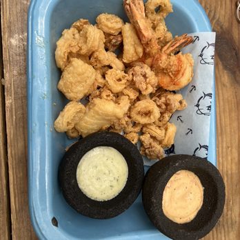 The King of Fish - JALEA D'CALAMARI - Calamari, shrimp, and fish with 2 different sauces - Seafood Near Me - Brooklyn, New York The King of Fish - JALEA D'CALAMARI - Calamari, shrimp, and fish with 2 different sauces - Seafood Near Me - Brooklyn, New York