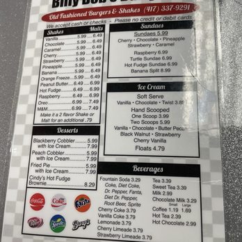 Billy Bob's Dairyland - Drink menu - Burgers Near Me - Branson, Missouri Billy Bob's Dairyland - Drink menu - Burgers Near Me - Branson, Missouri