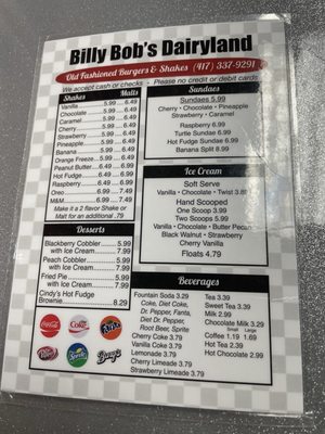 Menu photo 1 Billy Bob's Dairyland Branson, MO Menu photo 1 Billy Bob's Dairyland Branson, MO