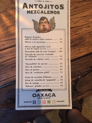 Menu photo 2 Oaxaca Cuina Mexicana Barcelona, B Menu photo 2 Oaxaca Cuina Mexicana Barcelona, B