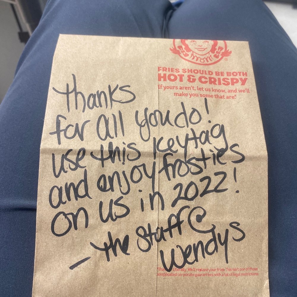 Rebecca's note thanking us for for all that we do! What a great place! Rebecca's note thanking us for for all that we do! What a great place!