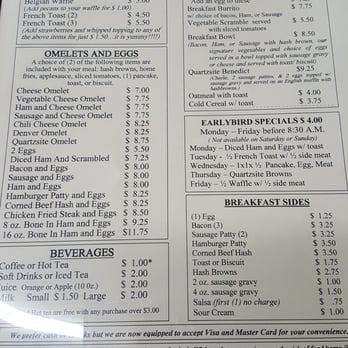 Main Street Eatery - Breakfast menu - Coffee & Tea Near Me - Quartzsite, Arizona Main Street Eatery - Breakfast menu - Coffee & Tea Near Me - Quartzsite, Arizona