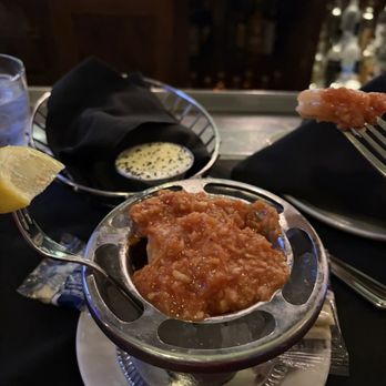 St. Elmo Steak House - Shrimp cocktail with fresh horseradish - Steakhouses Near Me - Indianapolis, Indiana St. Elmo Steak House - Shrimp cocktail with fresh horseradish - Steakhouses Near Me - Indianapolis, Indiana