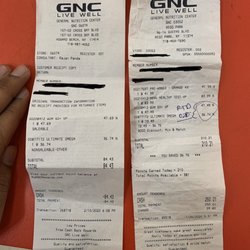 GNC - Original and new receipt.