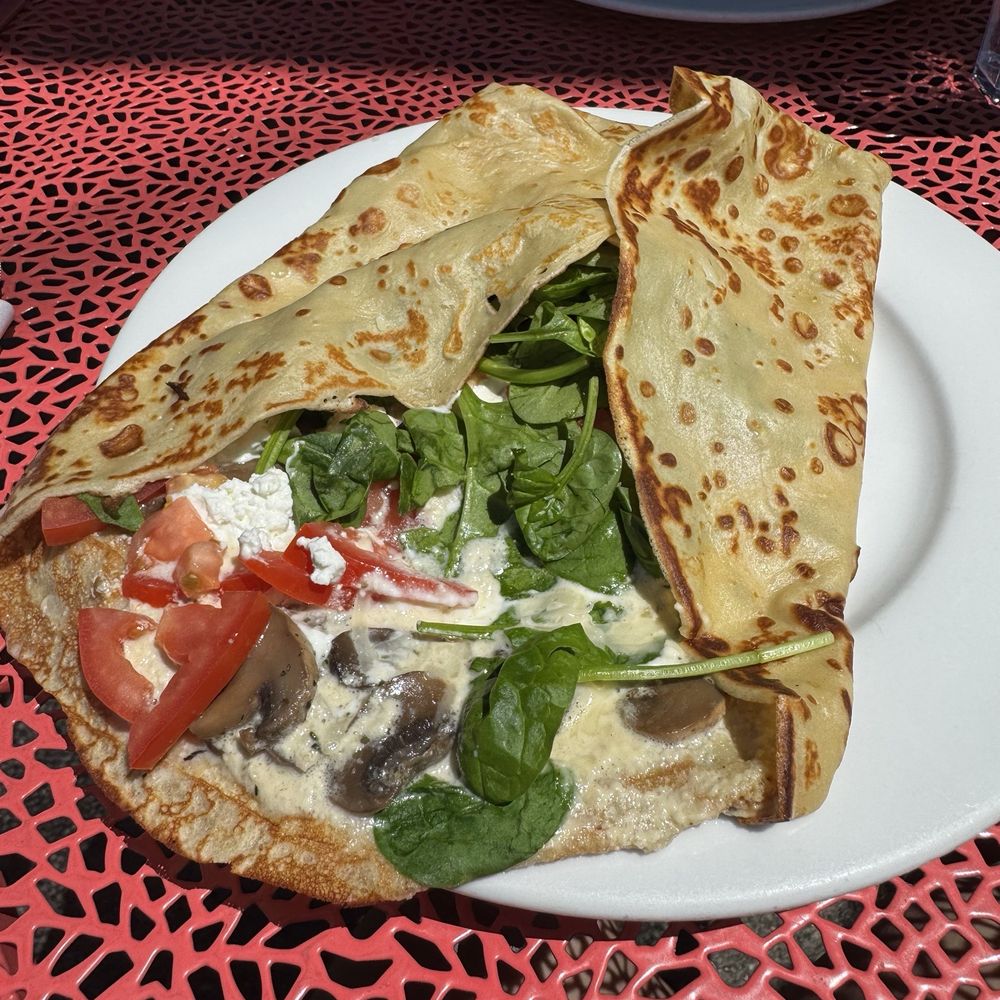 Cafe Javasti - Spinach, Tomato, Mushroom, Pesto, And Mozzarella with goat cheese subbed for mozzarella - Bakeries Near Me - Seattle, Washington Cafe Javasti - Spinach, Tomato, Mushroom, Pesto, And Mozzarella with goat cheese subbed for mozzarella - Bakeries Near Me - Seattle, Washington