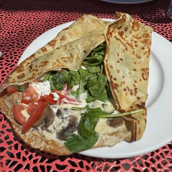 Cafe Javasti - Spinach, Tomato, Mushroom, Pesto, And Mozzarella with goat cheese subbed for mozzarella - Bakeries Near Me - Seattle, Washington