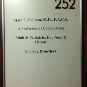 Colman Marc F MD - Door Sign - Ear Nose & Throat Near Me - Torrance, California Colman Marc F MD - Door Sign - Ear Nose & Throat Near Me - Torrance, California