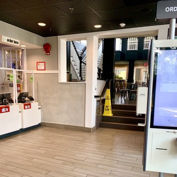 McDonald's - A few steps to got to the seating area and to exit. Order and pay at the kiosks or at the counter. - Fast Food Near Me - New Hyde Park, New York McDonald's - A few steps to got to the seating area and to exit. Order and pay at the kiosks or at the counter. - Fast Food Near Me - New Hyde Park, New York