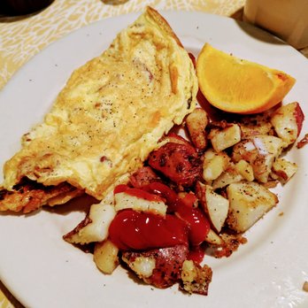 Cafe Frederica - 2 egg bacon and cheese omelette + home fries - Breakfast & Brunch Near Me - St. Simons Island, Georgia Cafe Frederica - 2 egg bacon and cheese omelette + home fries - Breakfast & Brunch Near Me - St. Simons Island, Georgia
